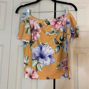 Orange Floral Off-Shoulder Crop Top